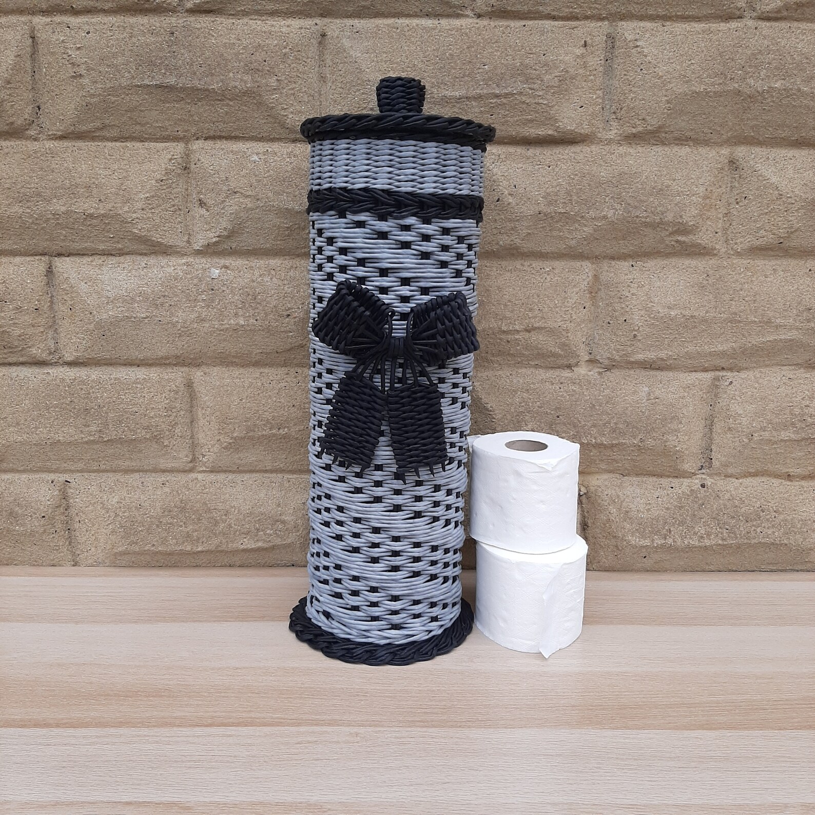 Toilet paper Storage basket with lid/ Spare Roll Holder / Etsy