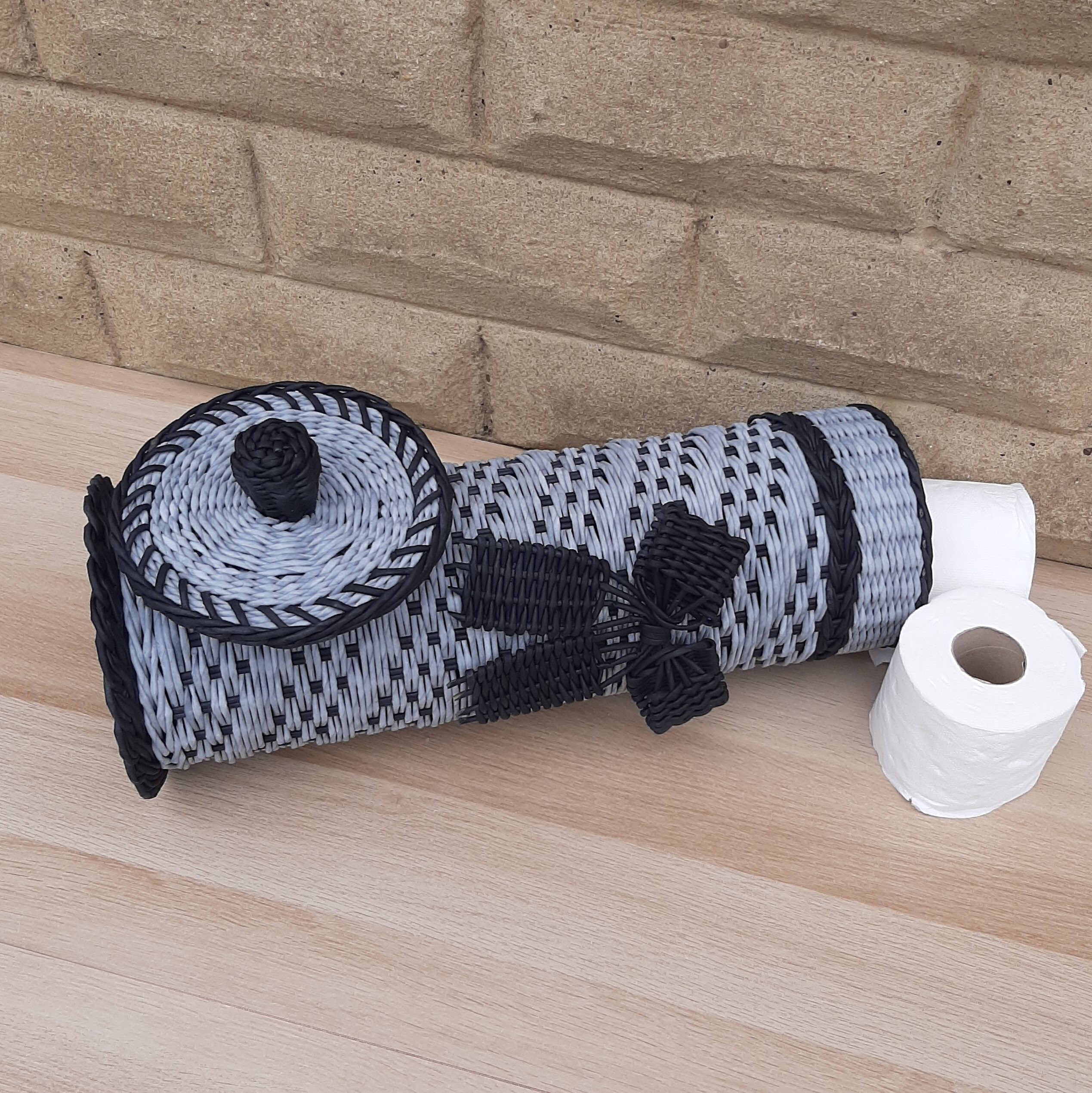 Toilet paper Storage basket with lid/ Spare Roll Holder / Etsy