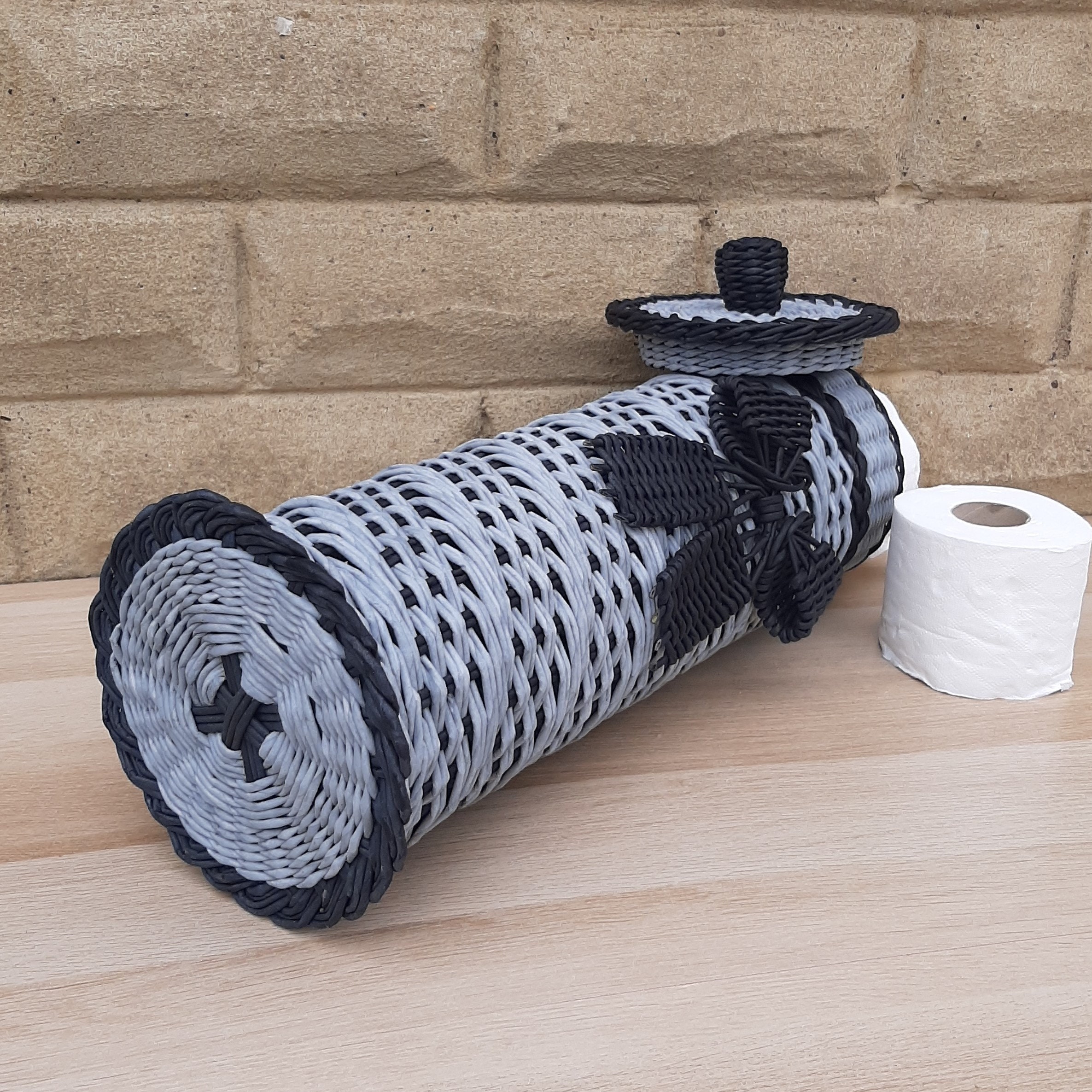 Toilet paper Storage basket with lid/ Spare Roll Holder / Etsy