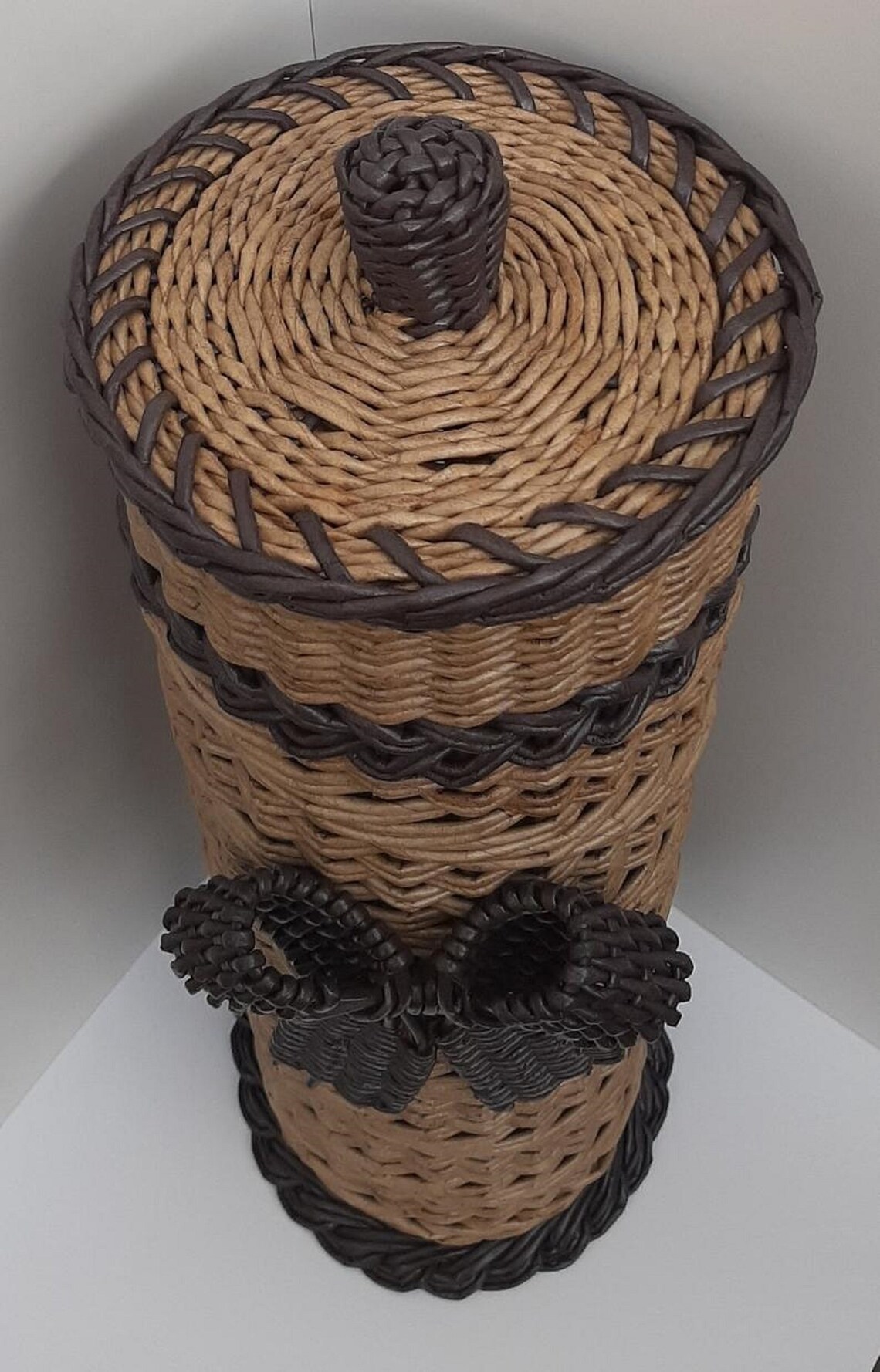 Toilet paper Storage basket with lid/ Spare Roll Holder / Etsy