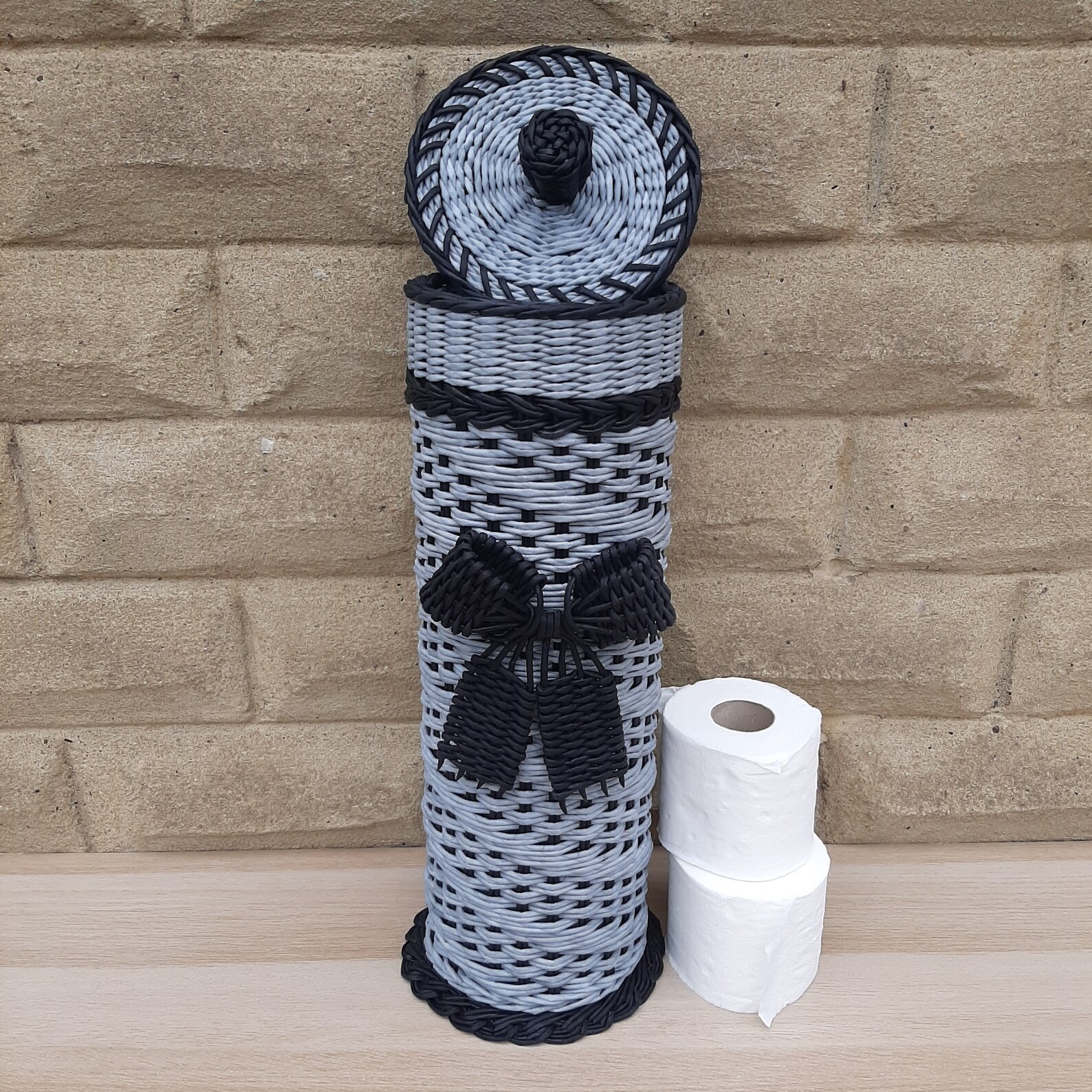 Toilet paper Storage basket with lid/ Spare Roll Holder / Etsy