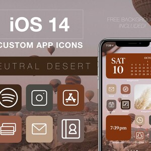 iOS 14 Icons Warm Neutral Desert Icon Pack iPhone IOS14 App Icons Pack  Aesthetic Home Screen Digital Download