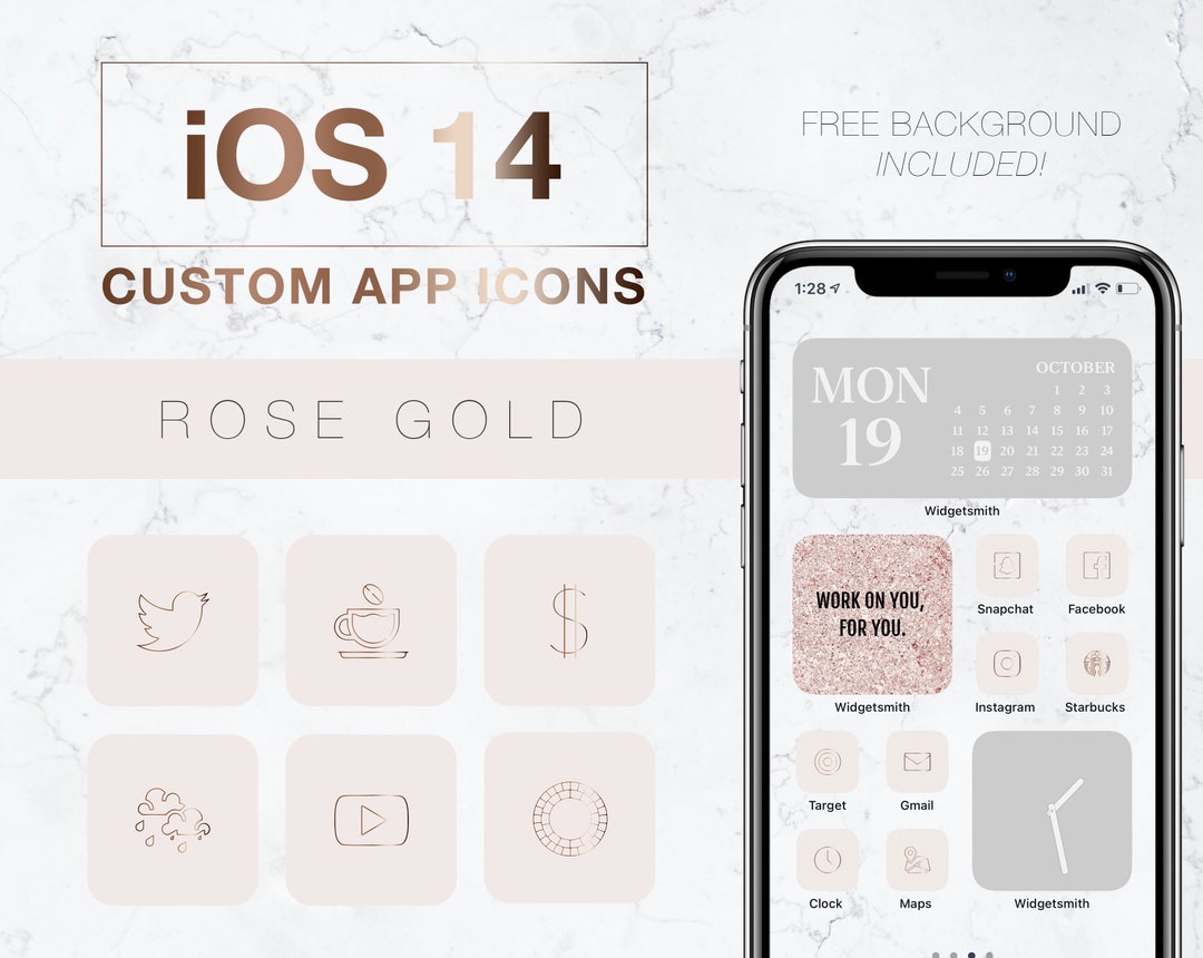 Ios 14 Icons Rose Gold Apple iPhone Ios 14 App Icons Neutral Icon Pack ...
