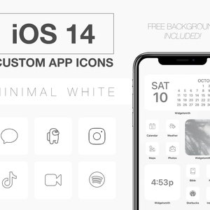 iOS 14 Icons Minimal White Apple iPhone iOS 14 App Icons Neutral Icon Pack Wallpaper Included Bonus Boho Aesthetic Icons for Shortcuts App