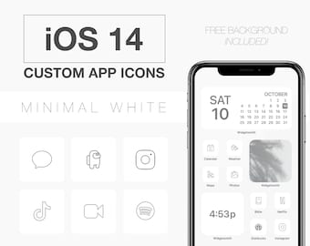 iOS 14 Icons Minimal White Apple iPhone iOS 14 App Icons Neutral Icon Pack Wallpaper Included Bonus Boho Aesthetic Icons for Shortcuts App