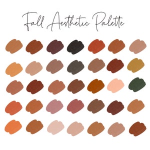 30 Color Fall Aesthetic Palette for Procreate Boho Color Scheme Fall Color Palette Warm Tones Burnt Orange Digital Download