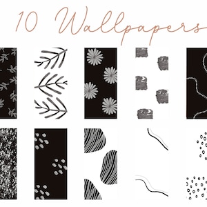 10 Schwarz-Weiß-Hintergründe Set iPhone Home Screen Wallpaper Minimal Aesthetic Boho Screen Saver