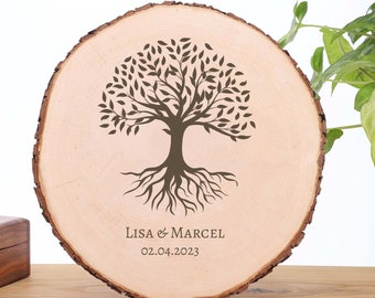 Disque d'arbre 25-30 cm, avec gravure laser individuelle, personnalisable