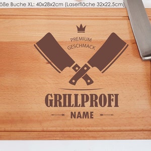 Grillbrett mit Namensgravur/Hochwertig gearbeitetes Schneidebrett für jeden Grillmeisterin, Personalisierbar, Vatertag Motiv B3