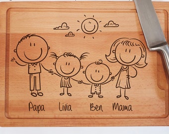 Father's Day gift / Mother's Day gift made of beech wood. Cutting board individualisier and personalizable selectable from several motifs