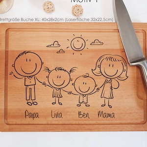 Father&#39;s Day gift / Mother&#39;s Day gift made of beech wood. Cutting board individualisier and personalizable selectable from several motifs
