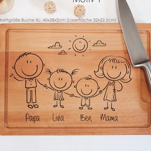 Father's Day gift / Mother's Day gift made of beech wood. Cutting board individualisier and personalizable selectable from several motifs