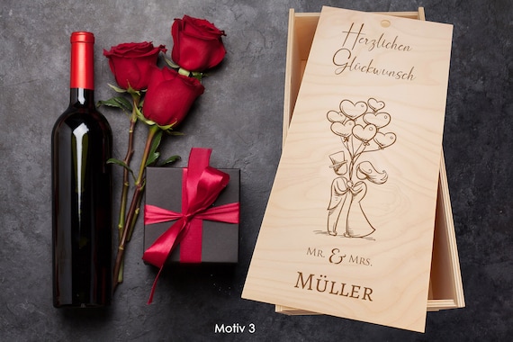 Beautiful wine box, wine box, as a wedding, birthday gift. Refines any bottle and makes you individual. Personalizable