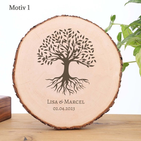 Tree disk 25-30 cm, with individual laser engraving, customizable