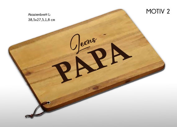 Men's gift for Father's Day, birthday made of beech or acacia wood. Personalizable cutting board. Several motifs selectable.