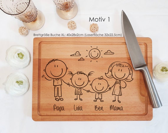 Father's Day gift / Mother's Day gift made of beech wood. Cutting board individualisier and personalizable selectable from several motifs