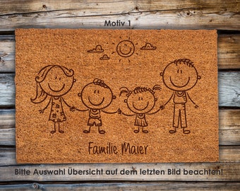 High quality laser cut coconut fiber doormat personalized with your logo / name / text with dimensions: 60x40 cm