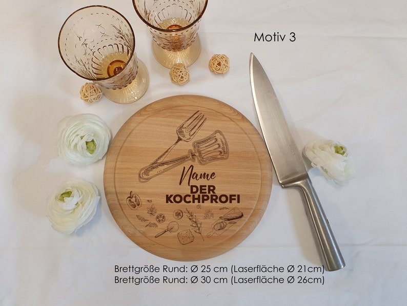 Fathers day vesper plate, wooden plate, pizza plate, breakfast board, steak plate with juice groove with personalisation. Many motifs... Motiv 3