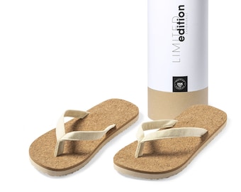 Cork flip-flop, optionally with laser engraving, customizable