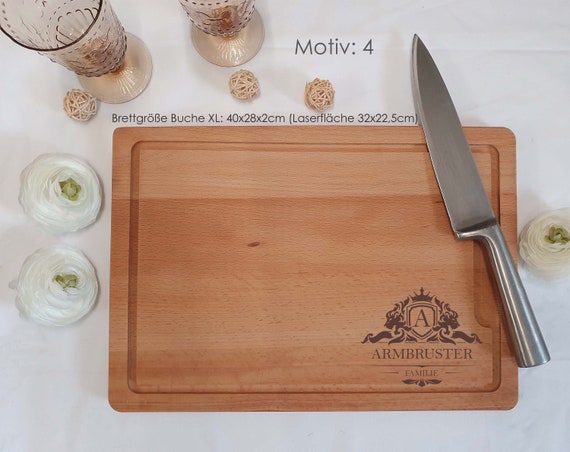 Personalized cutting board as a gift for wedding, engagement, birthday, anniversary or other occasions.