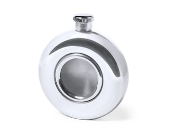 Round hip flask with laser engraving, customizable
