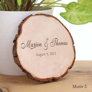 Tree disc 15-17 cm, with individual laser engraving, personalizable