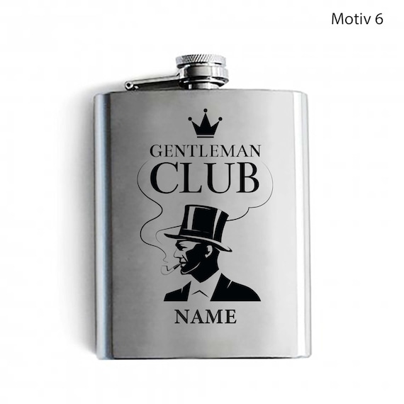 Fathersday, stainless steel hip flask - Personal name and motif engraving as a special and unique gift idea