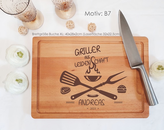 Grill board with name engraving / High quality cutting board for the grill master / Personalizable, Fathers day