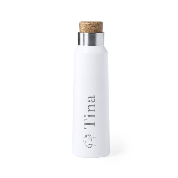 Drinking Bottle Highlight Anukin! Stainless steel bottle with lid in natural cork look! Personalisable! Available in different colours!770ml