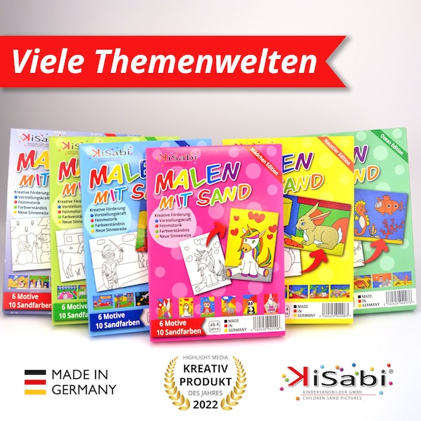 KiSabi Malen mit Sand: Kinder Sandbilder Set mit 6 kreativen Motiven