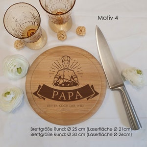 Fathers day vesper plate, wooden plate, pizza plate, breakfast board, steak plate with juice groove with personalisation. Many motifs... Motiv 4