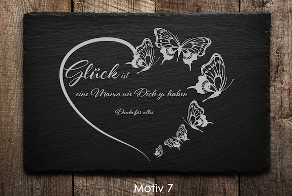 Women gift for Mother's Day, birthday made of slate. Customizable slate plate. Several motifs selectable.