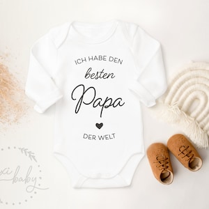 Baby Body PAPA "Ich habe den besten Papa der Welt", Geschenk zur Geburt oder zum Vatertag, Bester Papa Geschenk, Langarm & Kurzarm Body