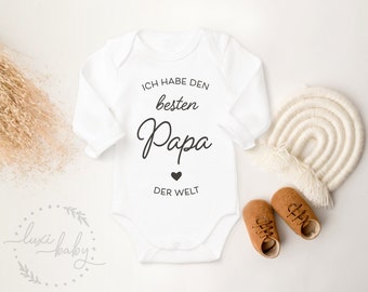 Body per bebè PAPA "Ho il miglior papà del mondo", regalo per una nascita o la festa del papà, regalo per il miglior papà, body a maniche lunghe e maniche corte