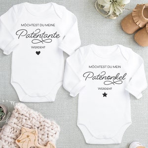 Babybody Baby Body Taufe Möchtest du meine Patentante werden, Patentante fragen, Patenonkel fragen, Süßes Geschenk für Paten zdjęcie 1