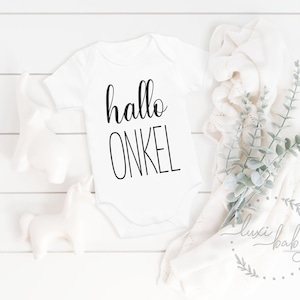 Baby Body ONKEL, Babybody Onkel, Hallo Onkel, Babygeschenk, Geburt, Schwangerschaft verkünden, Kurzarm & Langarm, auch als Bügelbild
