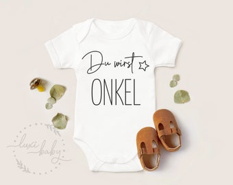 Baby body "You will be ONKEL", pregnancy announcement family, gift for uncle, baby body made of organic cotton in long sleeves & short sleeves