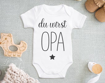 Baby Body "Du wirst OPA", Schwangerschaftsverkündung Großvater, Geschenk für Großeltern, Babybody aus Bio-Baumwolle, Langarm & Kurzarm Body