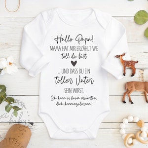 Babybody Baby Body PAPA Hallo Papa, Mama hat mir erzählt wie toll du bist.., Papa Geschenk zur Geburt oder zum Vatertag, Langarm & Kurzarm zdjęcie 1