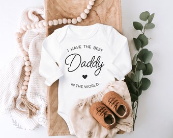 Baby Body Papa „I have the best Daddy in the world“ Retro, Geschenk für Papa & Baby, Babybody Kurzarm und Langarm, auch als Bügelbild