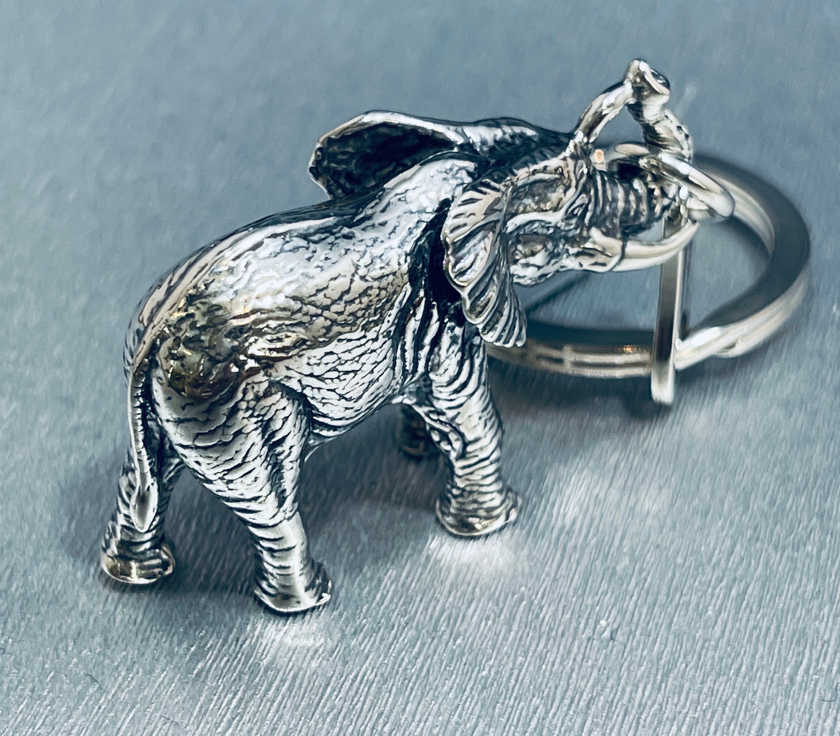 Elephant Keychain Sterling Silver 3 1/4 in Etsy