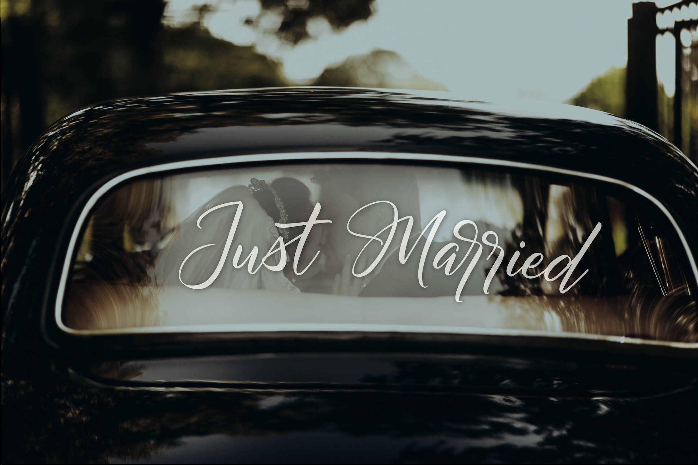 Just Married Vinyl Decal Wedding Car Decor, Wedding Sticker, Just