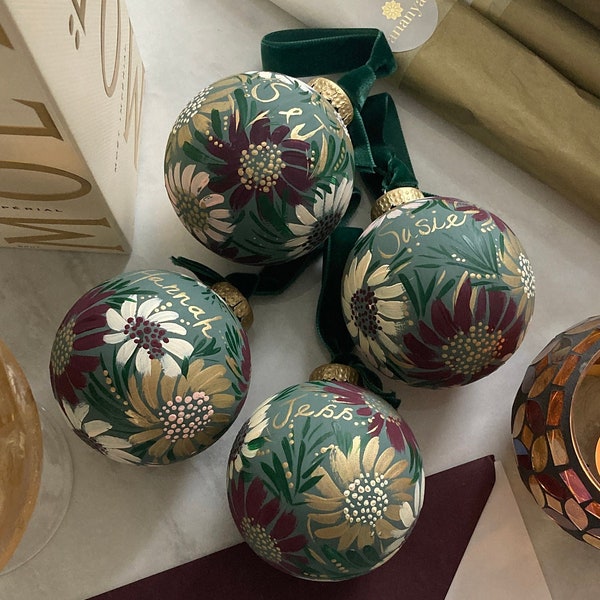 Byhollie Emerald Sage Handpainted Baubles