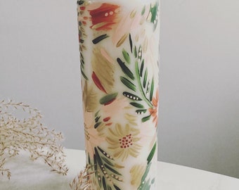 Byhollie Hand Painted Ivory Pillar Candle