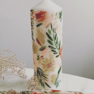 Byhollie Hand Painted Ivory Pillar Candle image 1