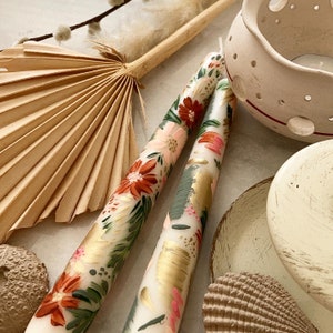 By Hollie Ivory Base Hand Painted Taper Candles - Pack of 2