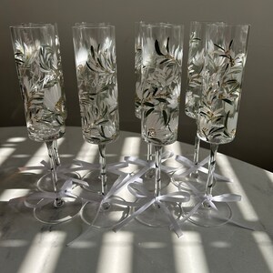 Handpainted Champagne Flutes Wedding/Bridal image 6
