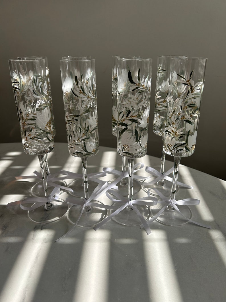 Handpainted Champagne Flutes Wedding/Bridal image 6