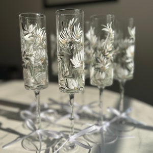 Handpainted Champagne Flutes Wedding/Bridal image 5