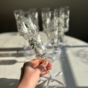 Handpainted Champagne Flutes Wedding/Bridal image 1